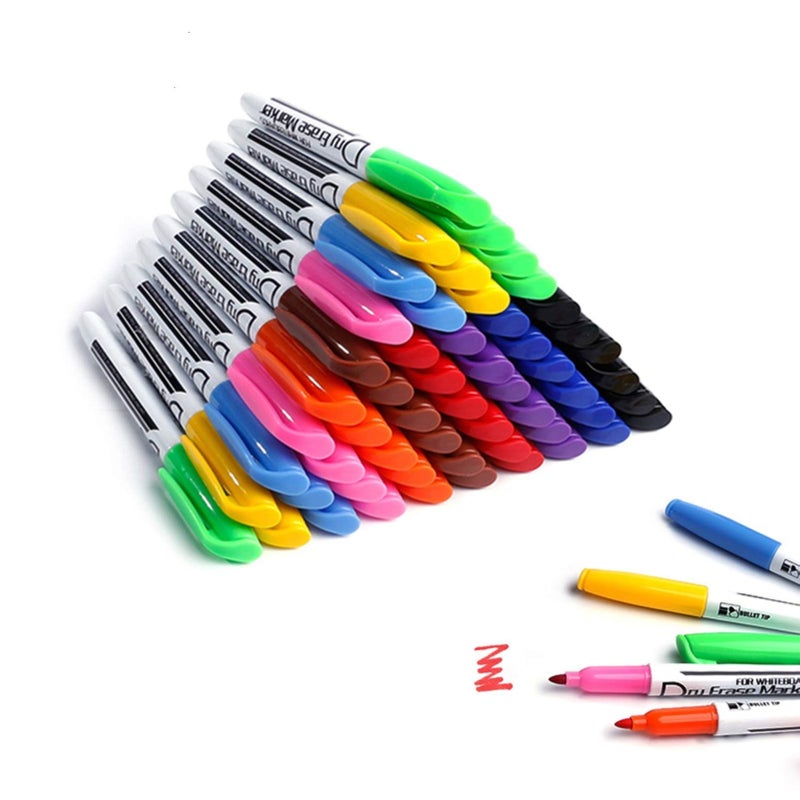 Volcanics Dry Erase Markers Bulk Pack of 60 Low Odor Fine Whiteboard Markers Pens, 10 Assorted Colors for Whiteboard Dry Erase Calendar - Image 2